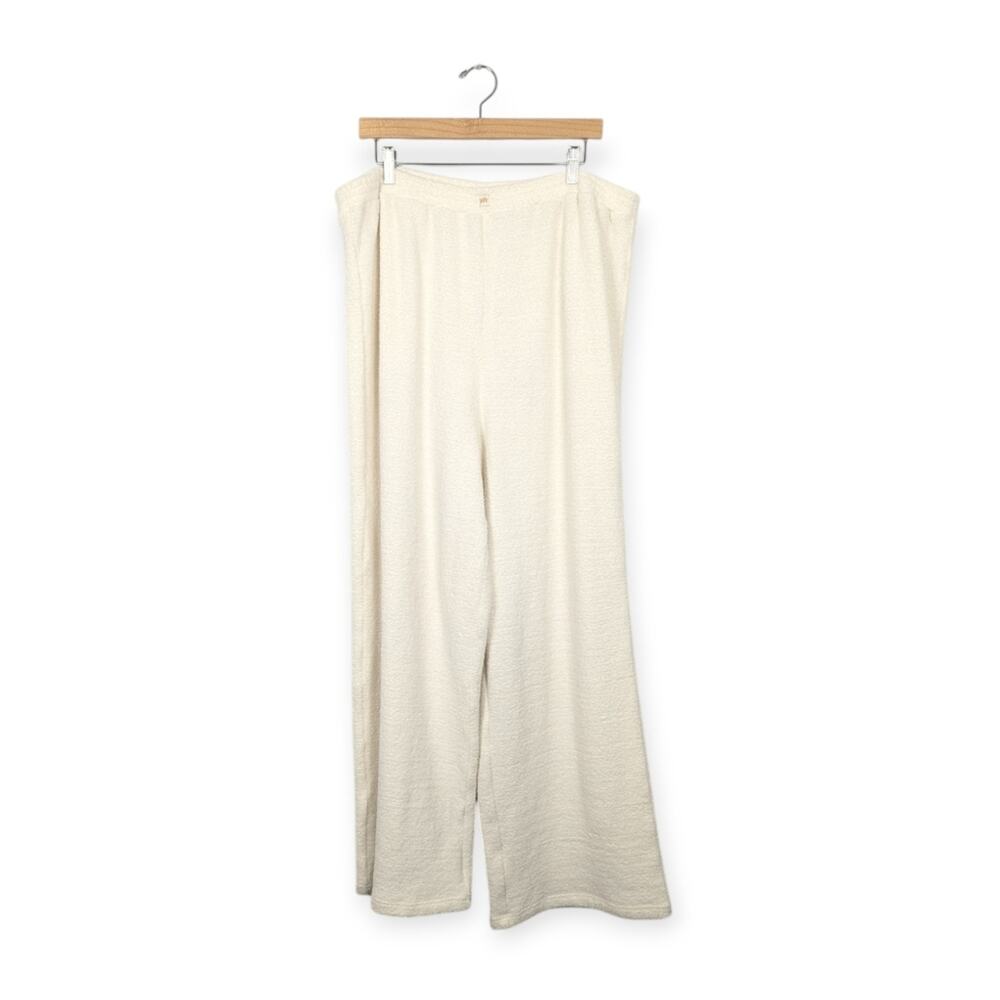 Yitty Wide Leg Pants 2X Cream High Waisted Cord Cozy Lounge Casual